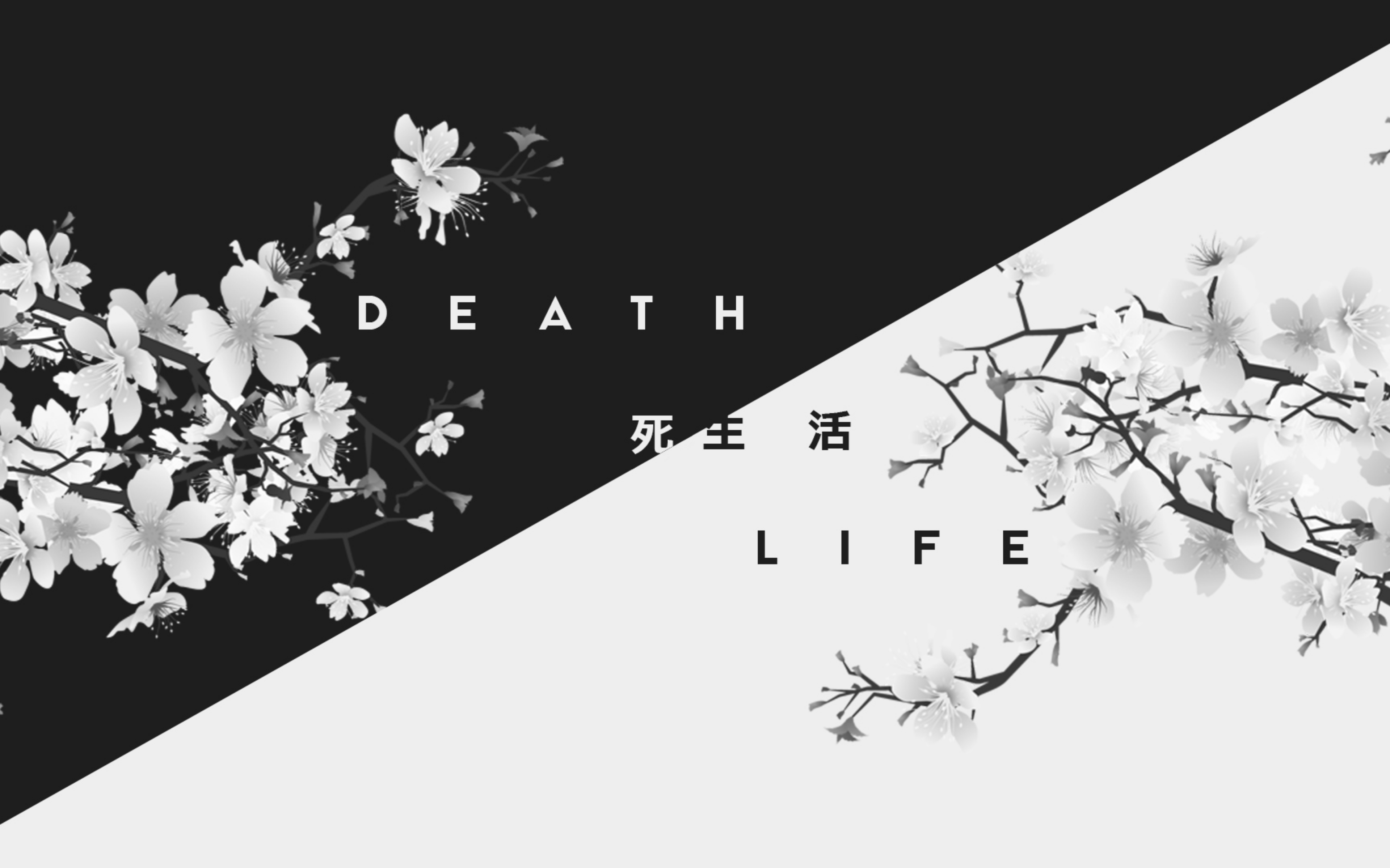 Aesthetic Life and Death Minimalist Wallpaper HD 4K - Black and White