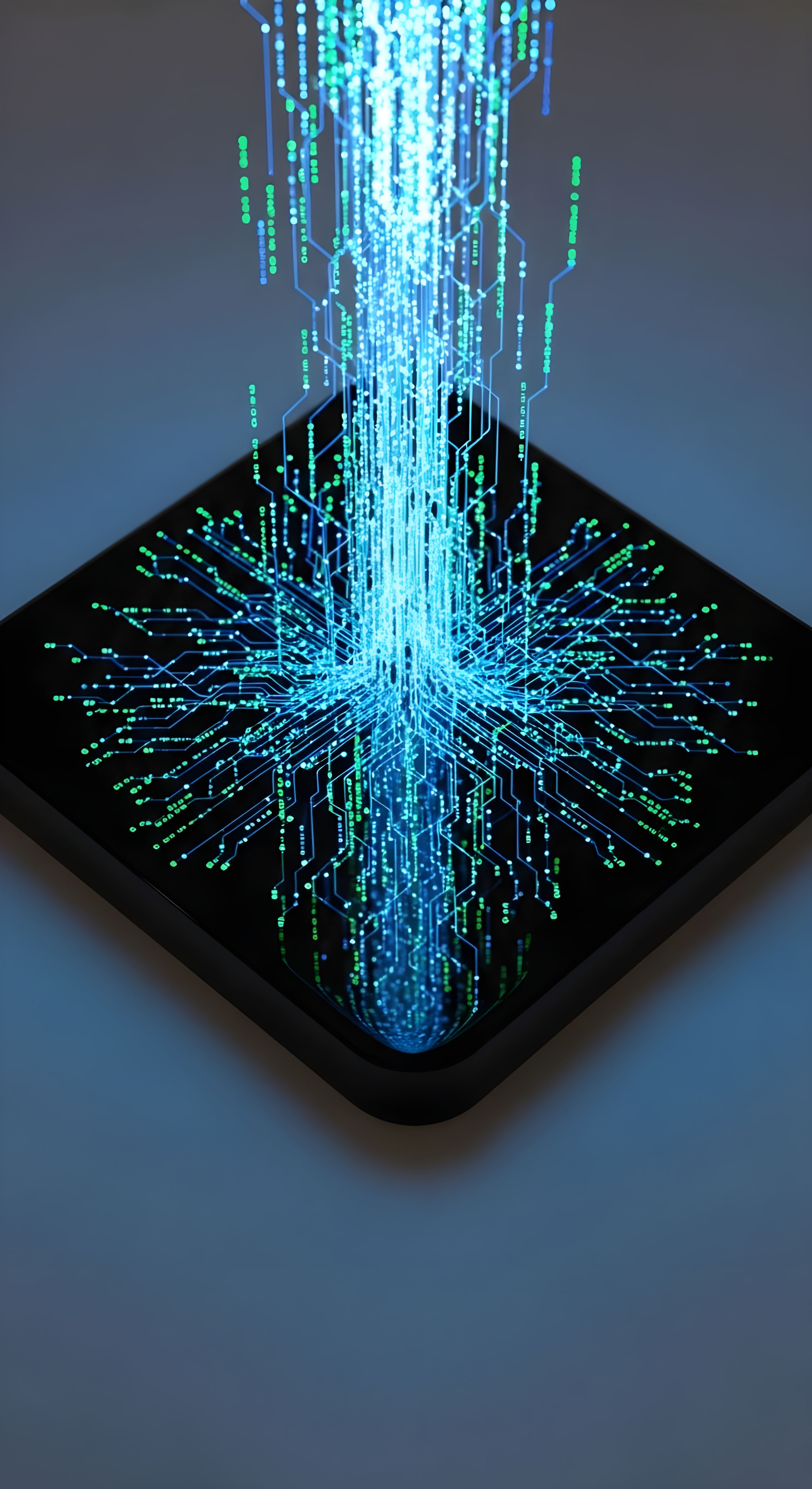 Futuristic Cyber Circuit 4K Wallpaper - Aesthetic Digital Data Stream