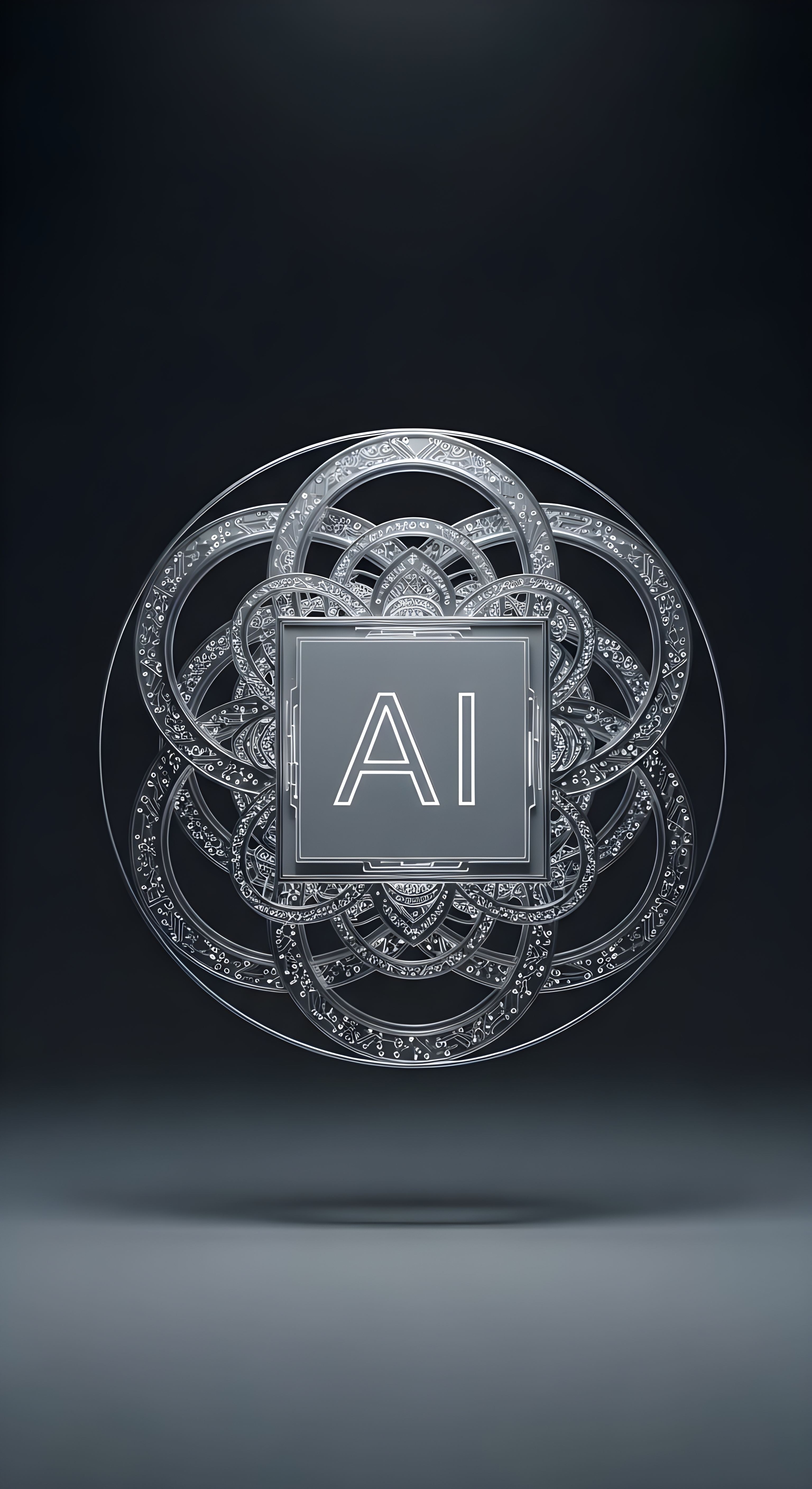 Futuristic AI Technology Wallpaper HD 4K - Cool Silver Aesthetic Background