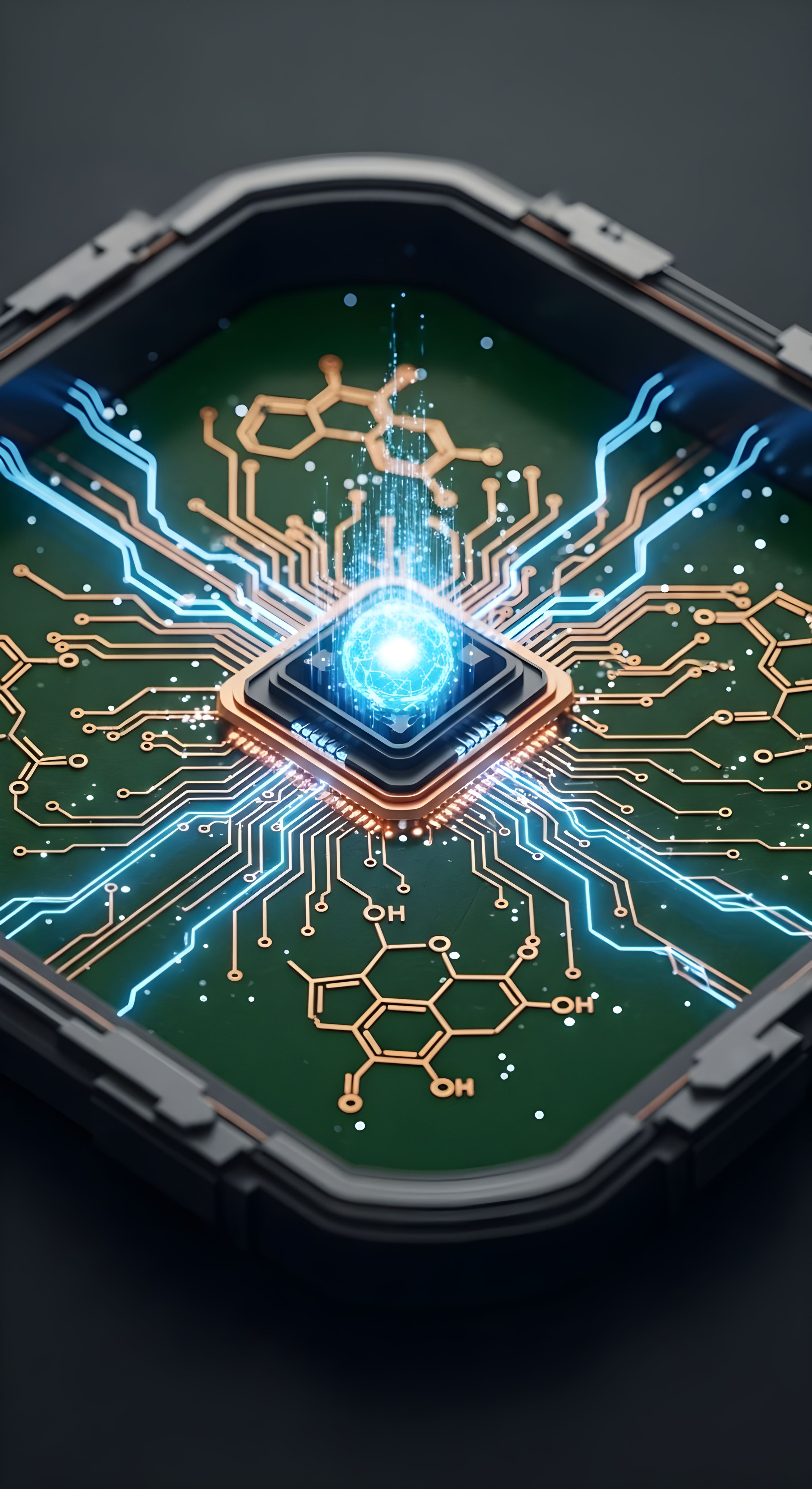 Futuristic Cyberpunk CPU Chip Wallpaper HD 4K - Aesthetic Tech Background