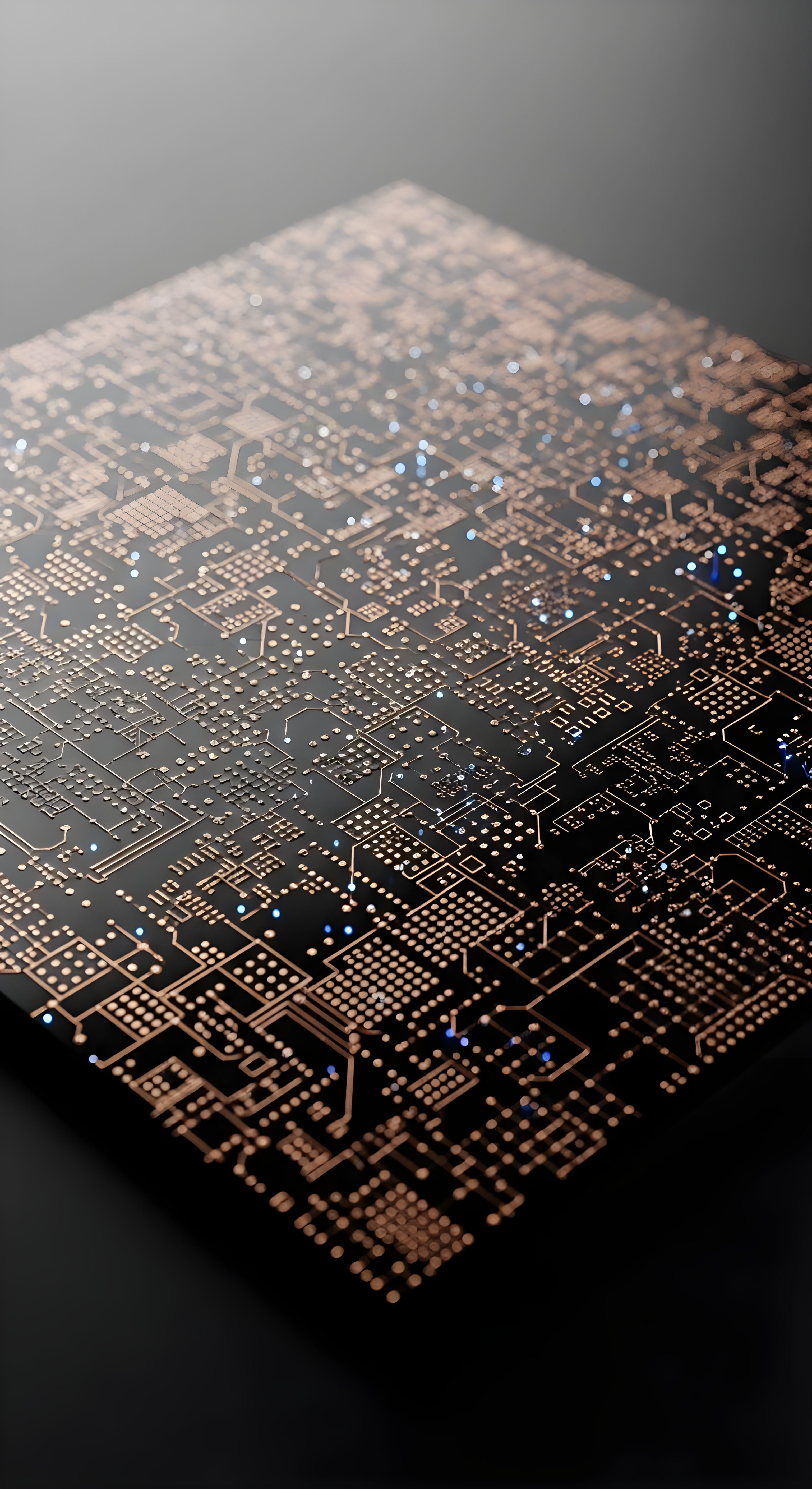 Futuristic Gold Circuit Board Wallpaper HD 4K Aesthetic Tech Background