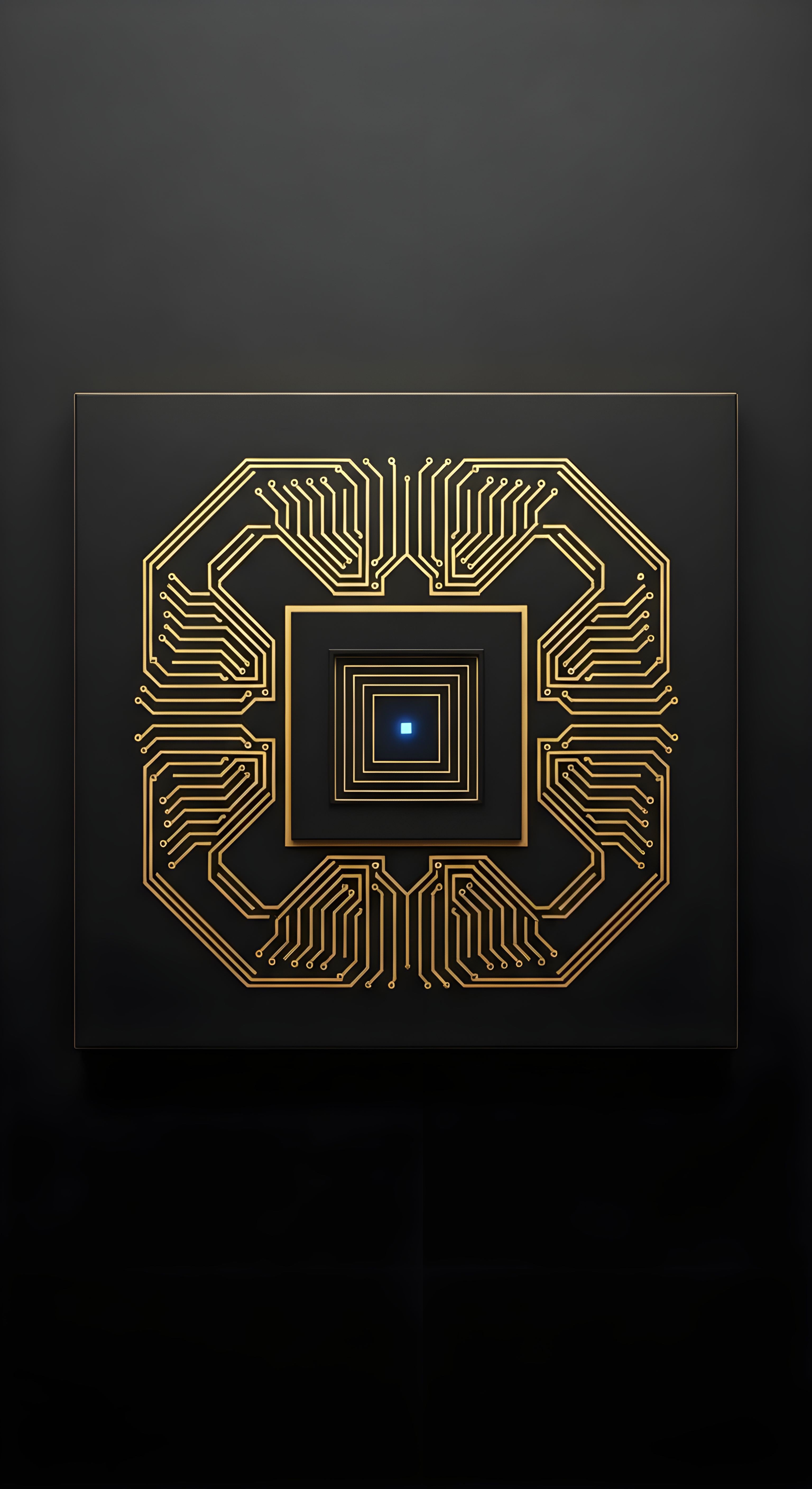 Futuristic Gold Circuit Board Wallpaper HD 4K - Cool Tech Aesthetic