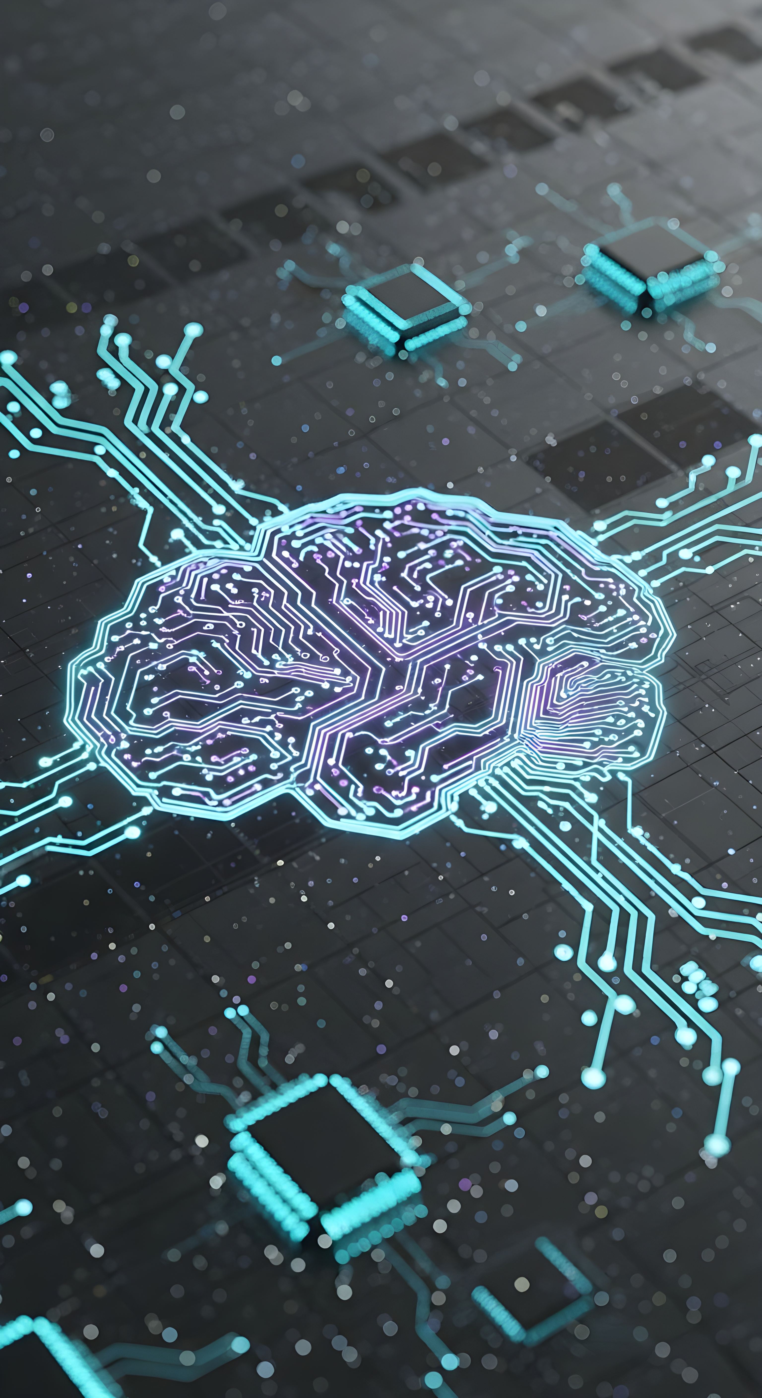 AI Digital Brain Wallpaper HD 4K - Future Technology Aesthetic Background
