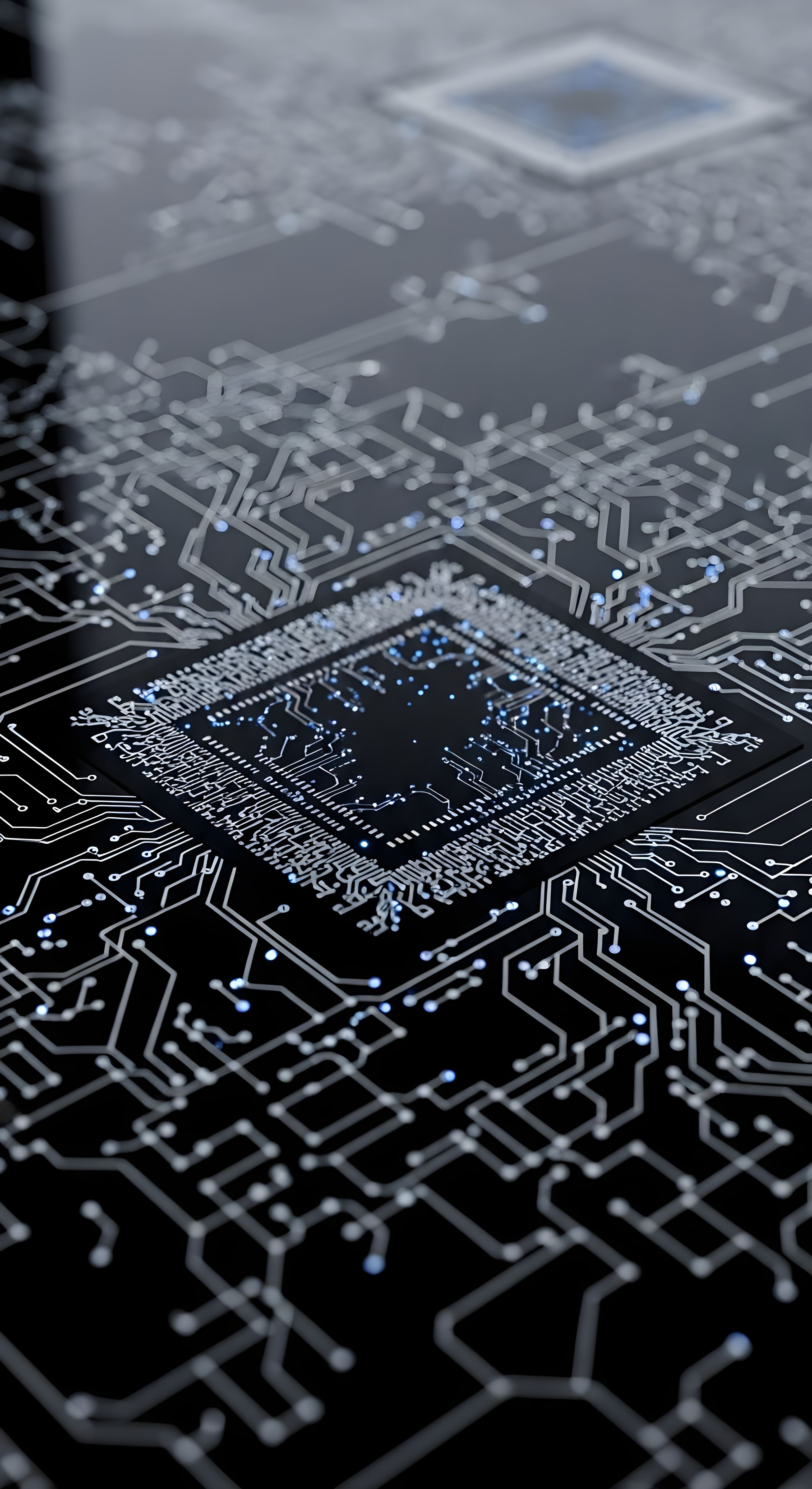 Futuristic Cyber Circuit Board Wallpaper HD 4K - Aesthetic Tech Background