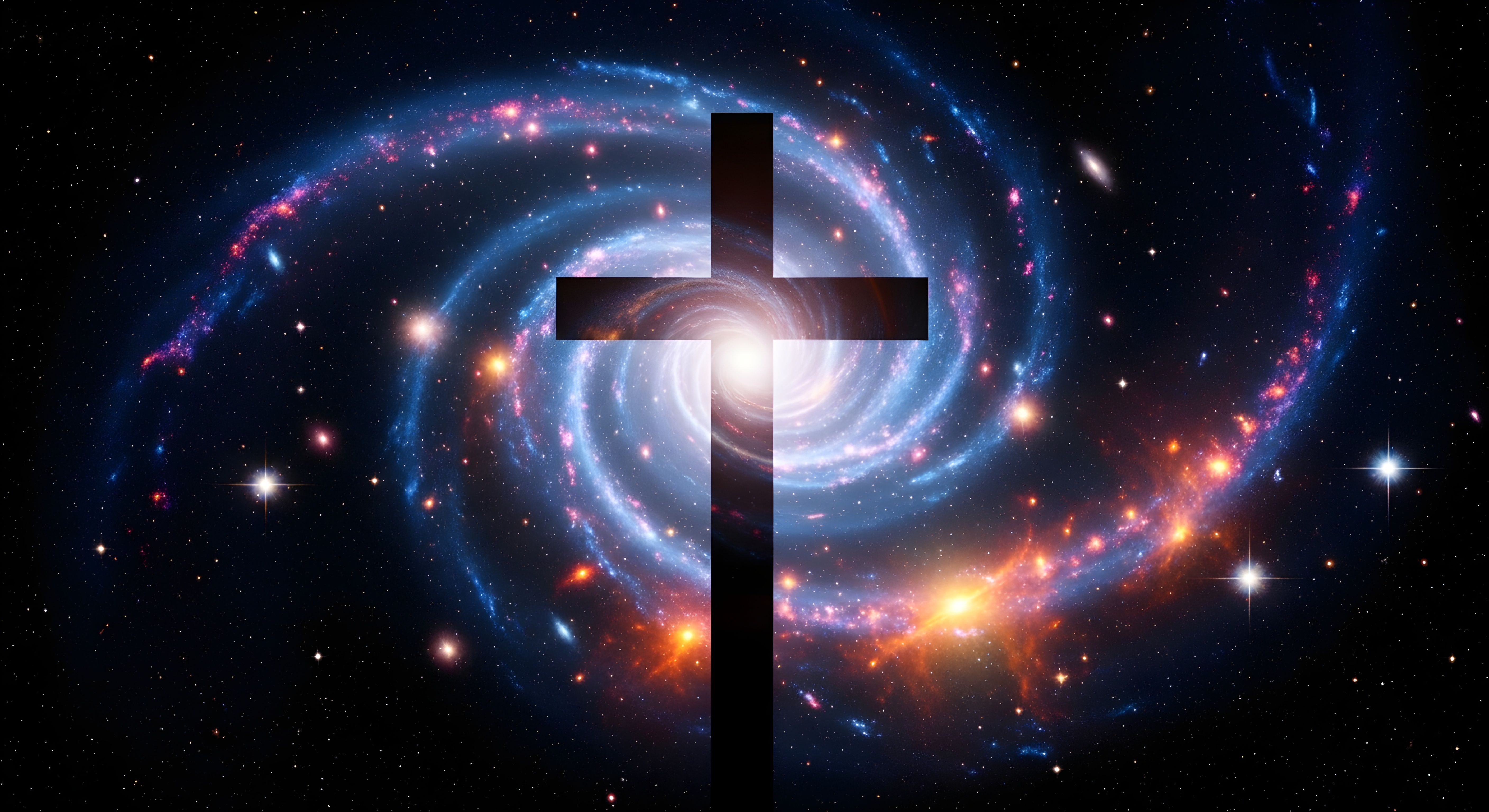 Aesthetic Cross Galaxy Wallpaper HD 4K - Cosmic Spiritual Background
