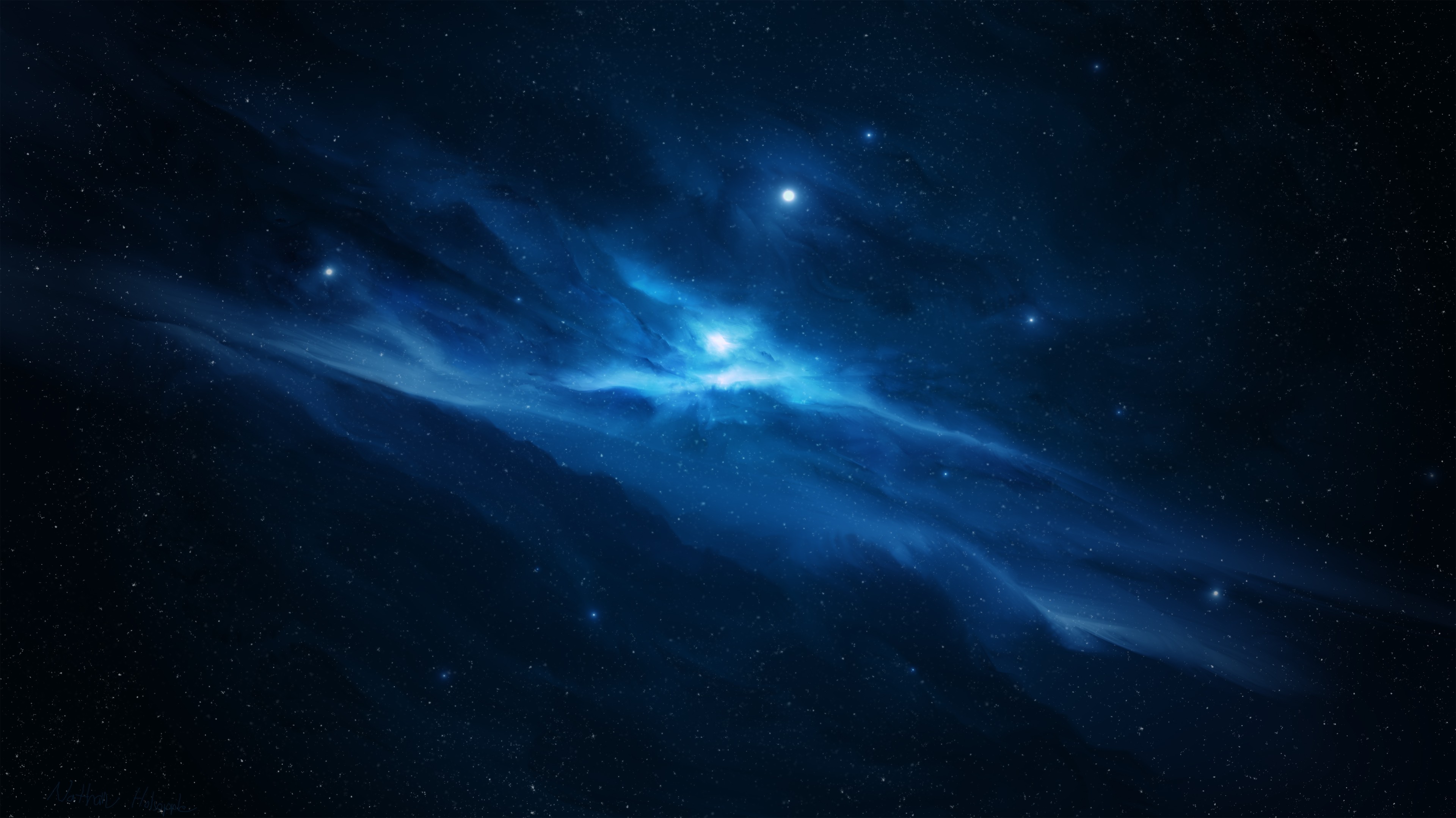 Blue Cosmic Nebula Space Wallpaper HD 4K Aesthetic Background for Desktop