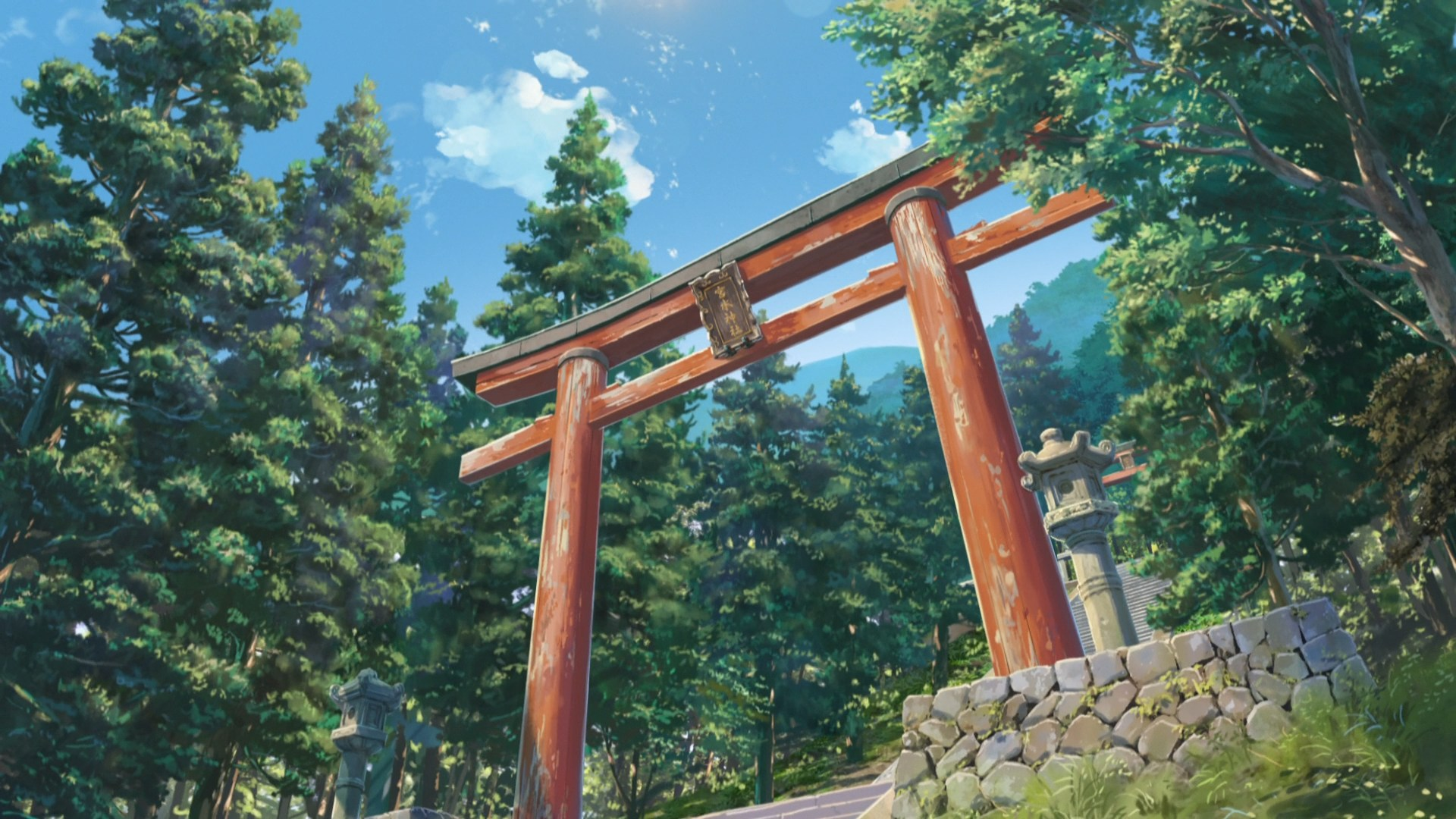Anime Torii Gate Shrine Wallpaper HD 4K Aesthetic Forest Background