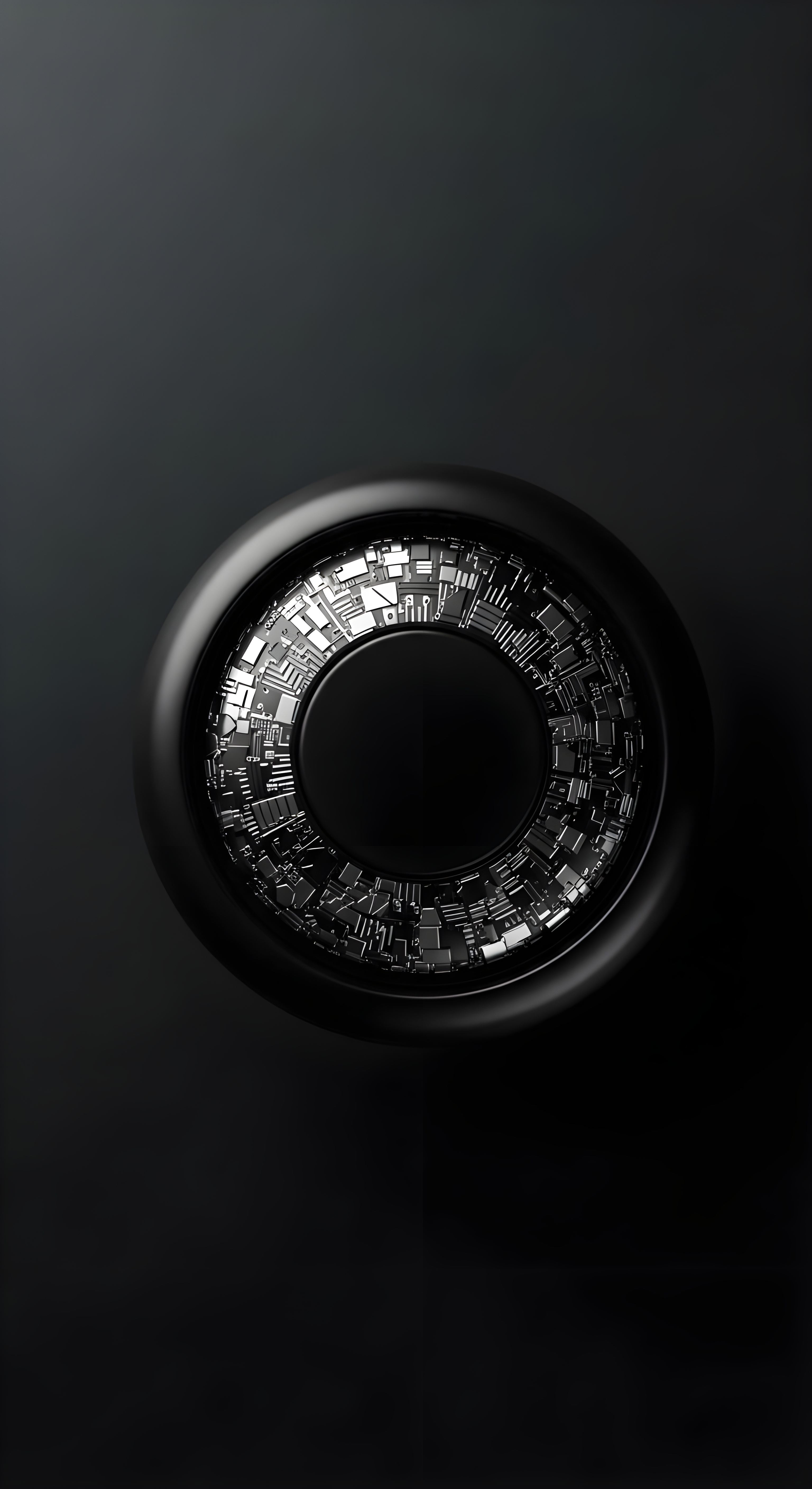 Futuristic Tech Ring Dark Mode Wallpaper HD 4K - Minimalist Sci-Fi Aesthetic