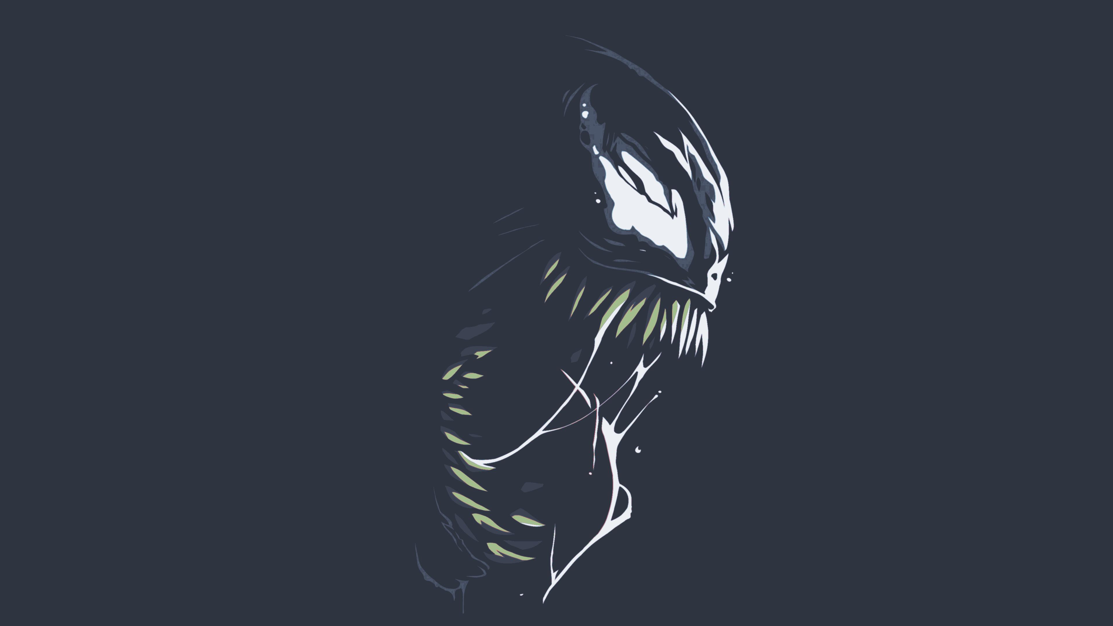 Cool Venom Minimalist Wallpaper HD 4K Aesthetic Dark Marvel Art