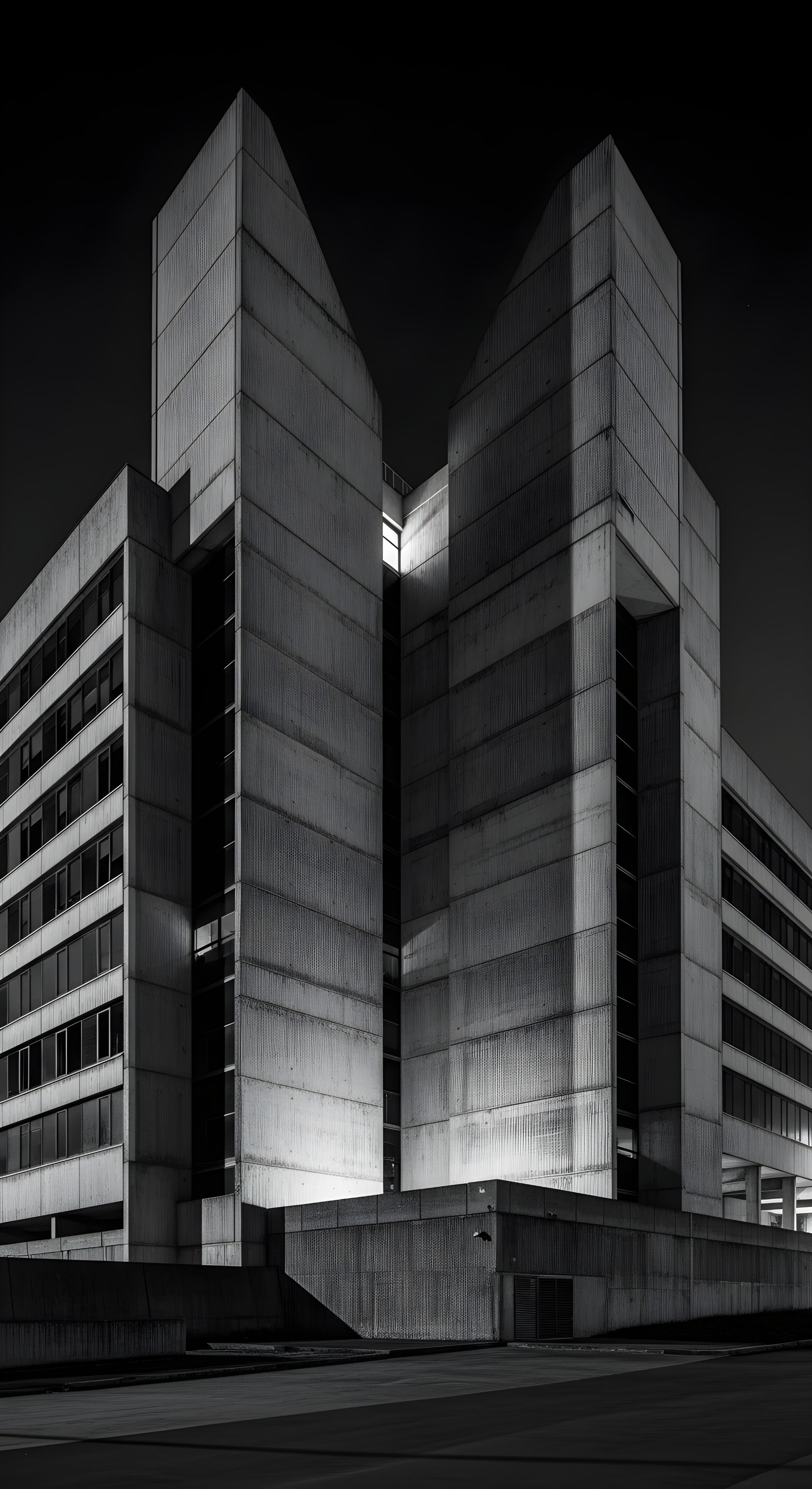 Minimalist Brutalist Architecture Wallpaper HD 4K | Cool Aesthetic Dark Building