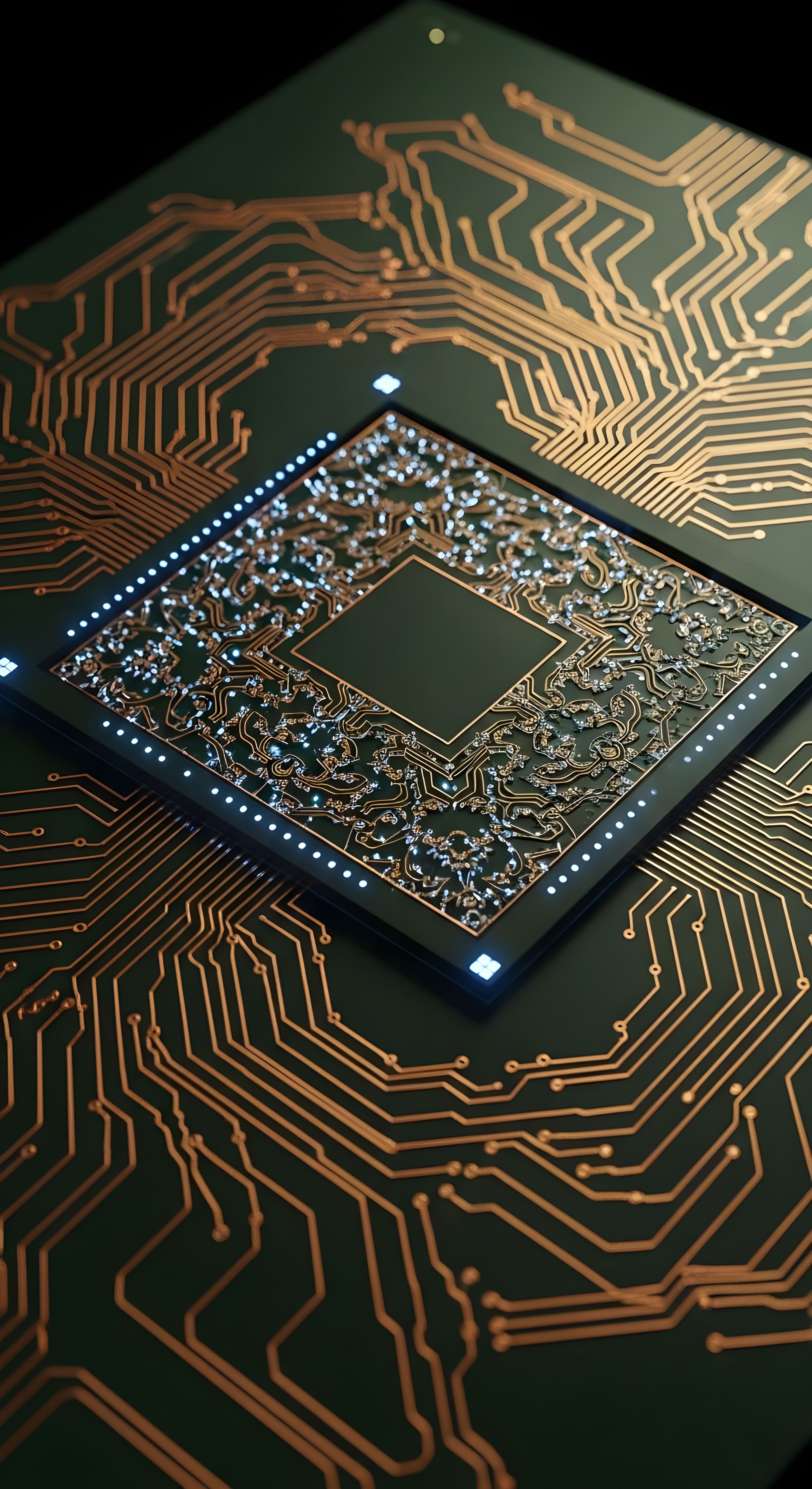 Futuristic CPU Circuit Board Wallpaper HD 4K - Aesthetic Tech Background