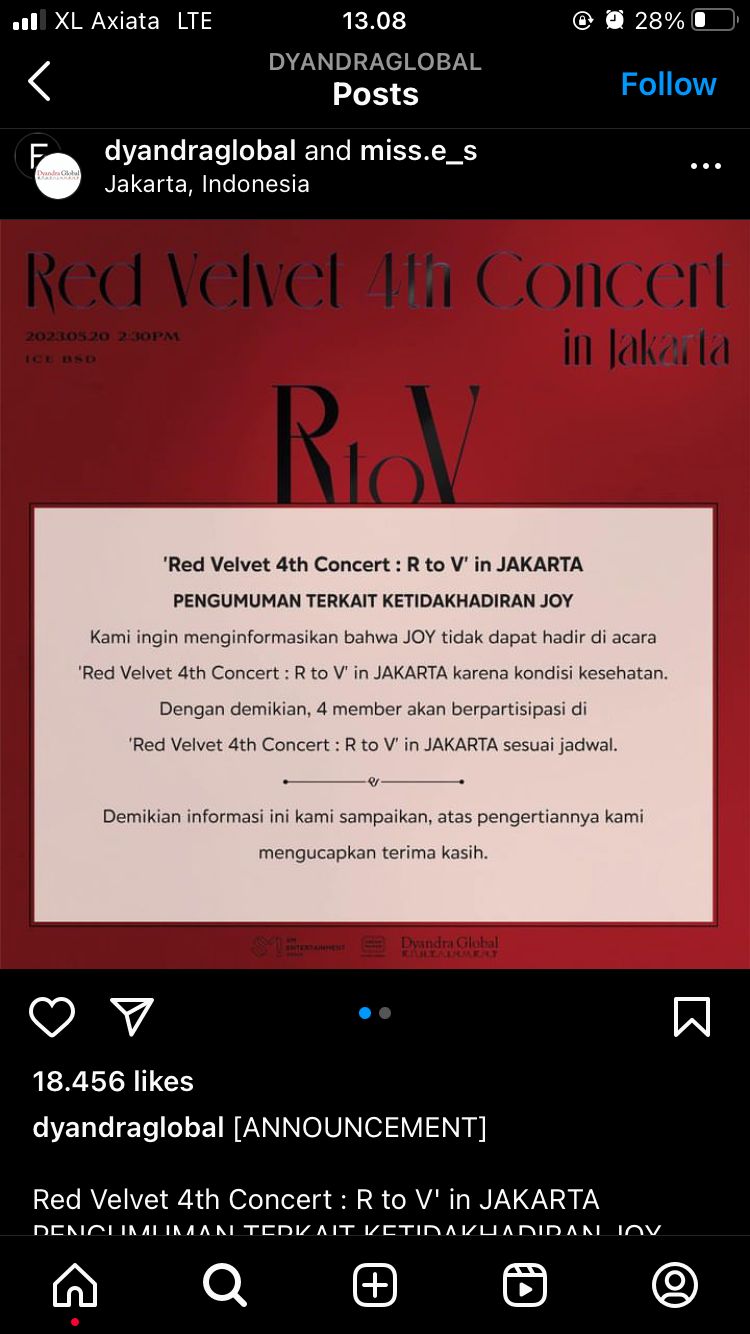 Joy Red Velvet Absen Konser Di Indonesia Karena Kesehatannya Memburuk (2)