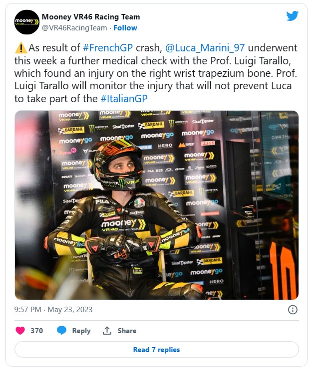 Mooney VR46 Konfirmasi Luca Marini Tetap Membalap di MotoGP 2023 Mugello, Italia 02X